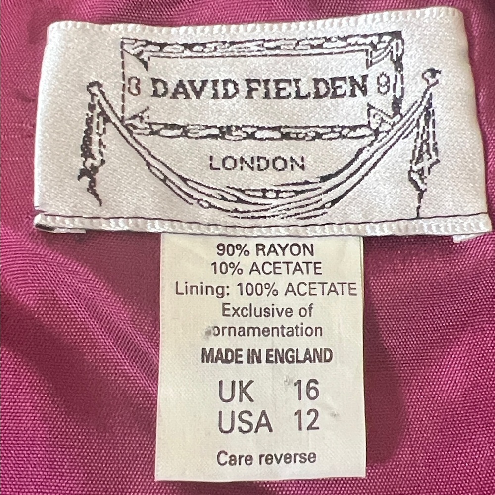 David Fielden Vintage Burgundy Velvet Midi Dress Size 12 - Picture 6 of 7